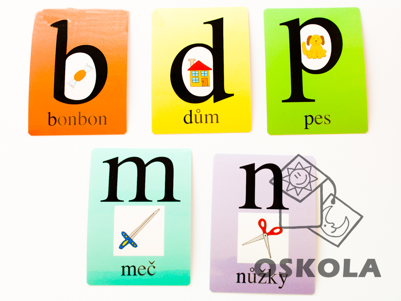 Názorné karty - podobná písmena b p d